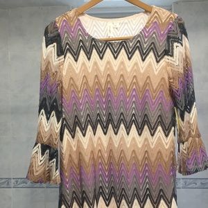 Tacera Bell Sleeve Chevron Dress